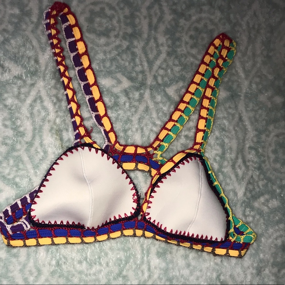 WHITE COLORFUL BIKINI SET